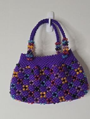 Vintage Handcrafted Purple Beaded Women’s Purse